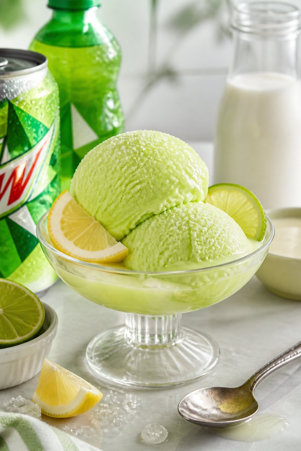 Mountain Dew Ice Cream Recipe close-up, ready to serve