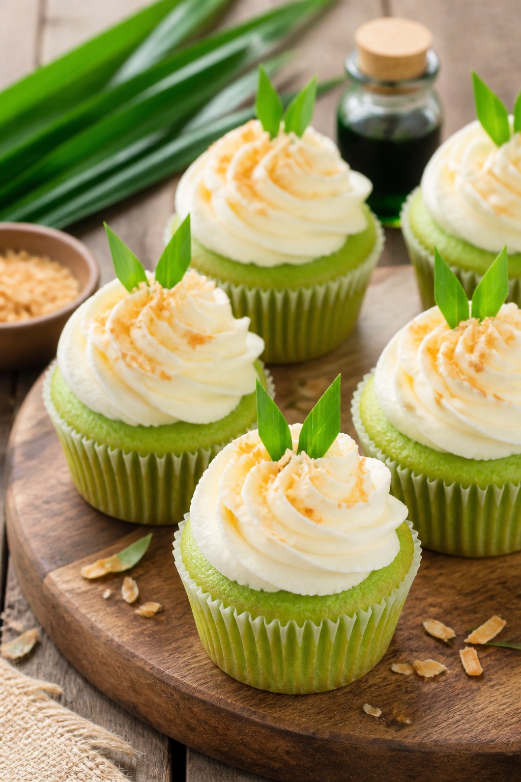 Pandan Cupcakes Recipe close-up, ready to serve