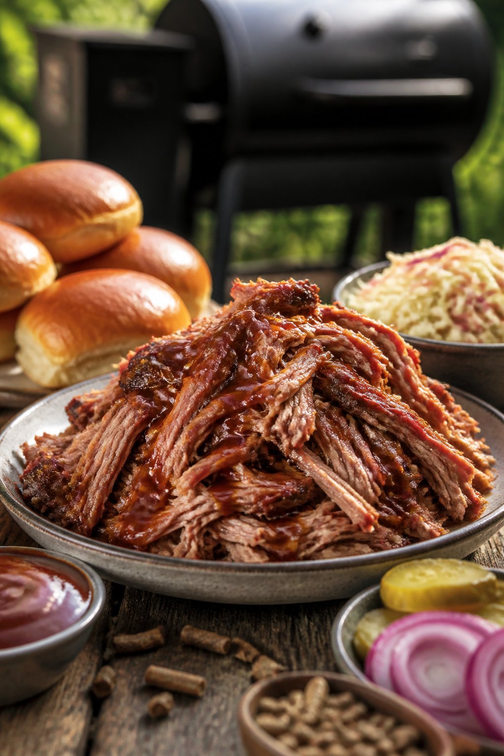 Pit Boss Pulled Pork Recipe close-up, ready to serve