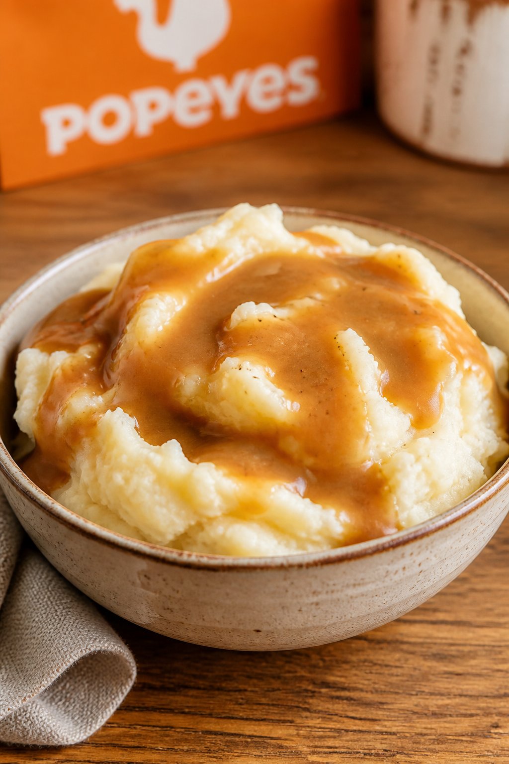 Popeyes Mashed Potato Recipe close-up, ready to serve