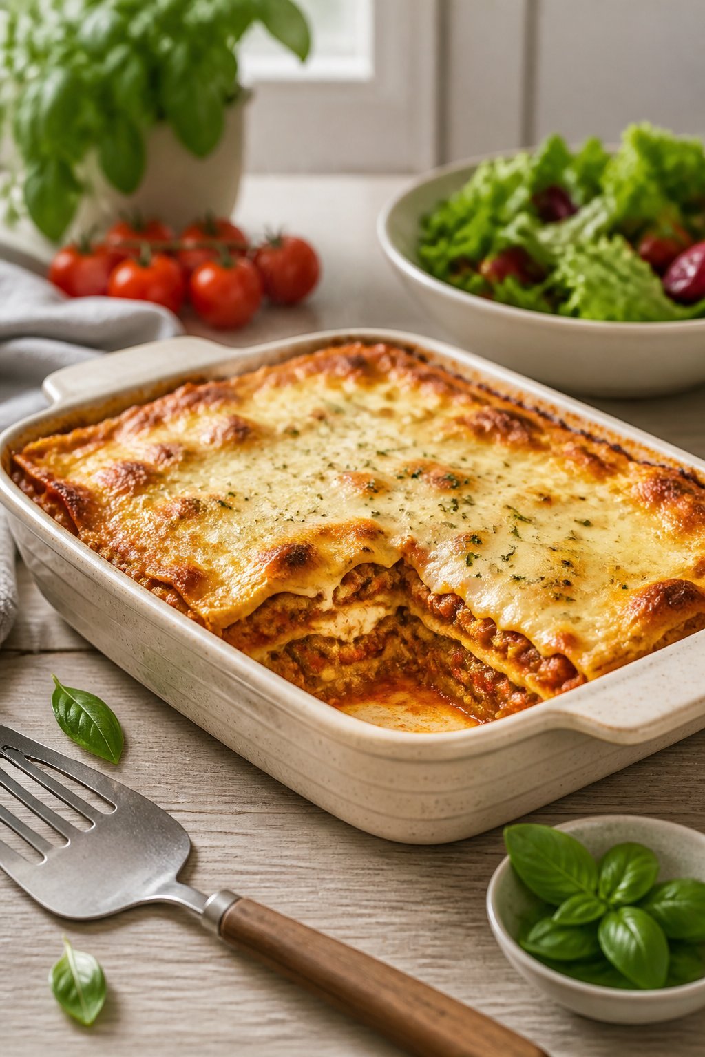 Slimming World Lasagne Recipe close-up, ready to serve