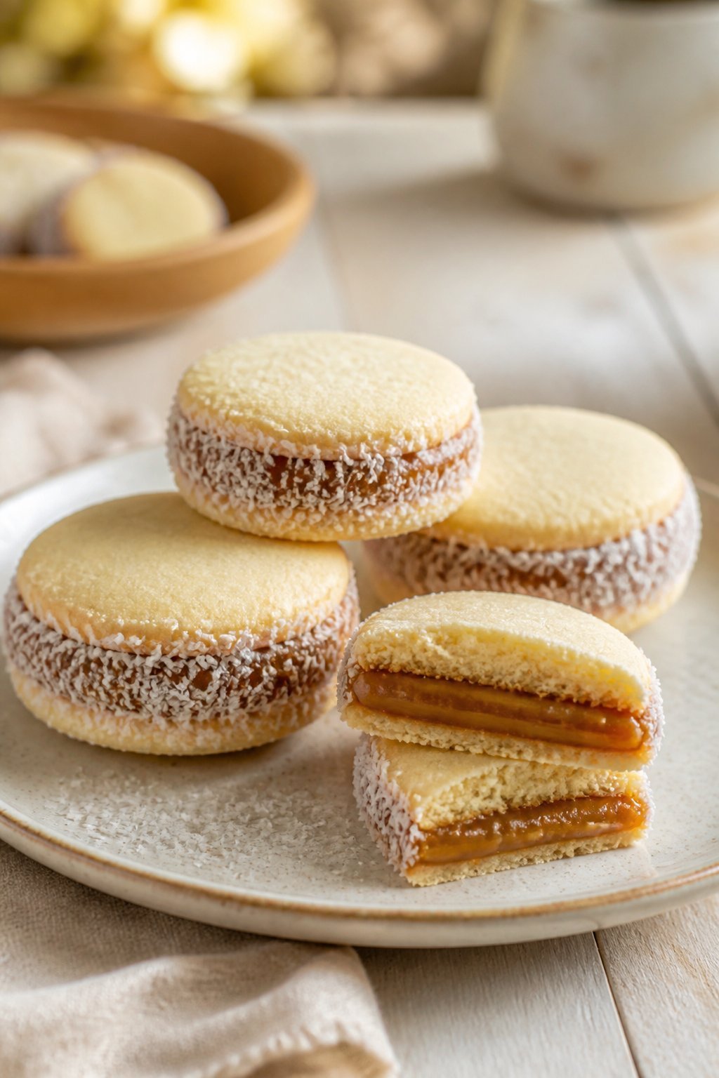 Alfajores De Maicena Recipe close-up, ready to serve