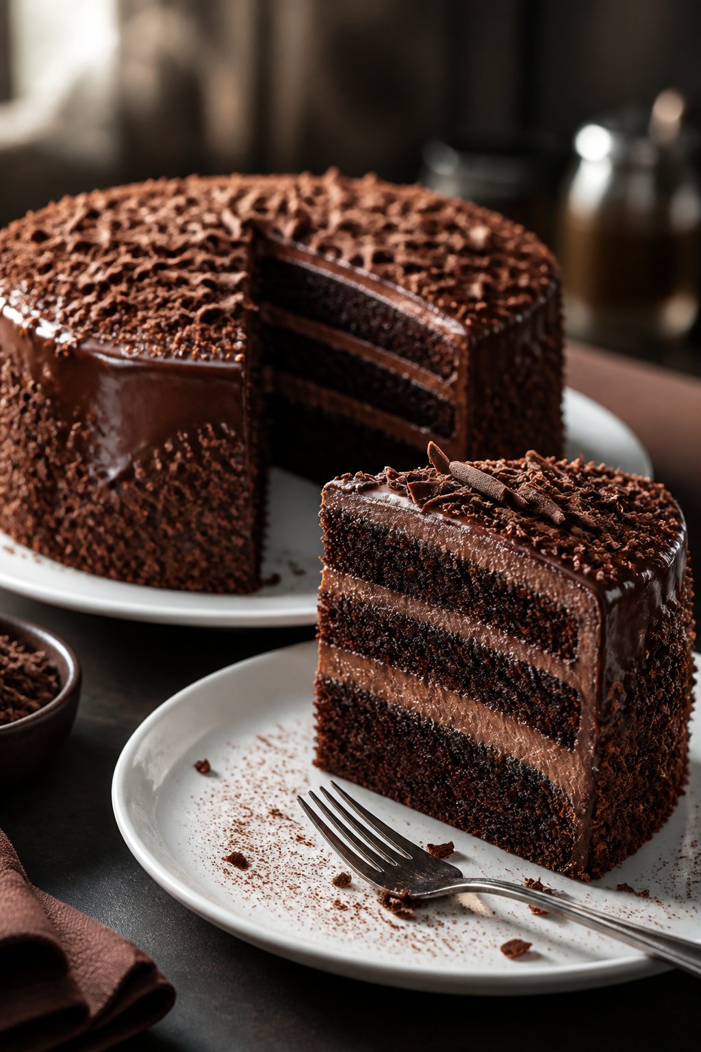 Cheesecake Factory Blackout Cake Recipe close-up, ready to serve