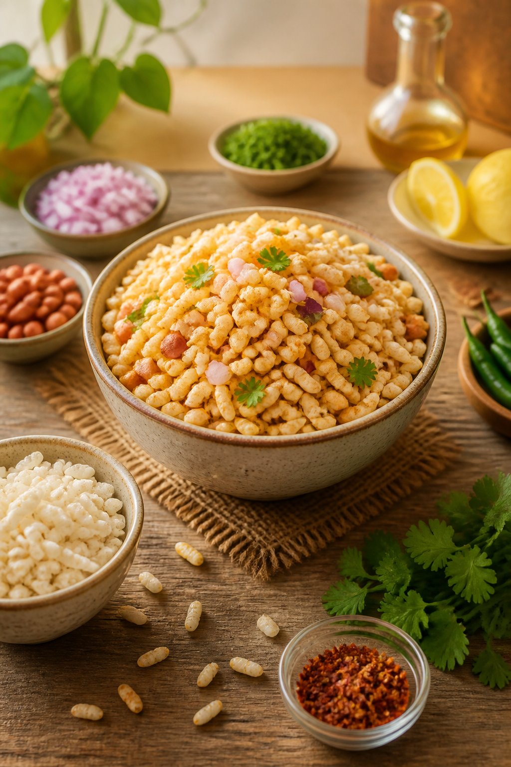 Easy Puffed Rice Recipe close-up, ready to serve