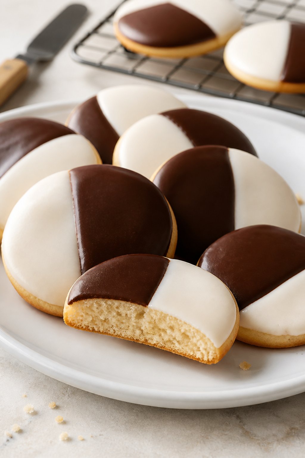 Half Moon Cookie Recipe close-up, ready to serve