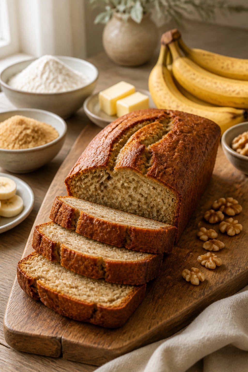 Lion House Banana Bread Recipe close-up, ready to serve