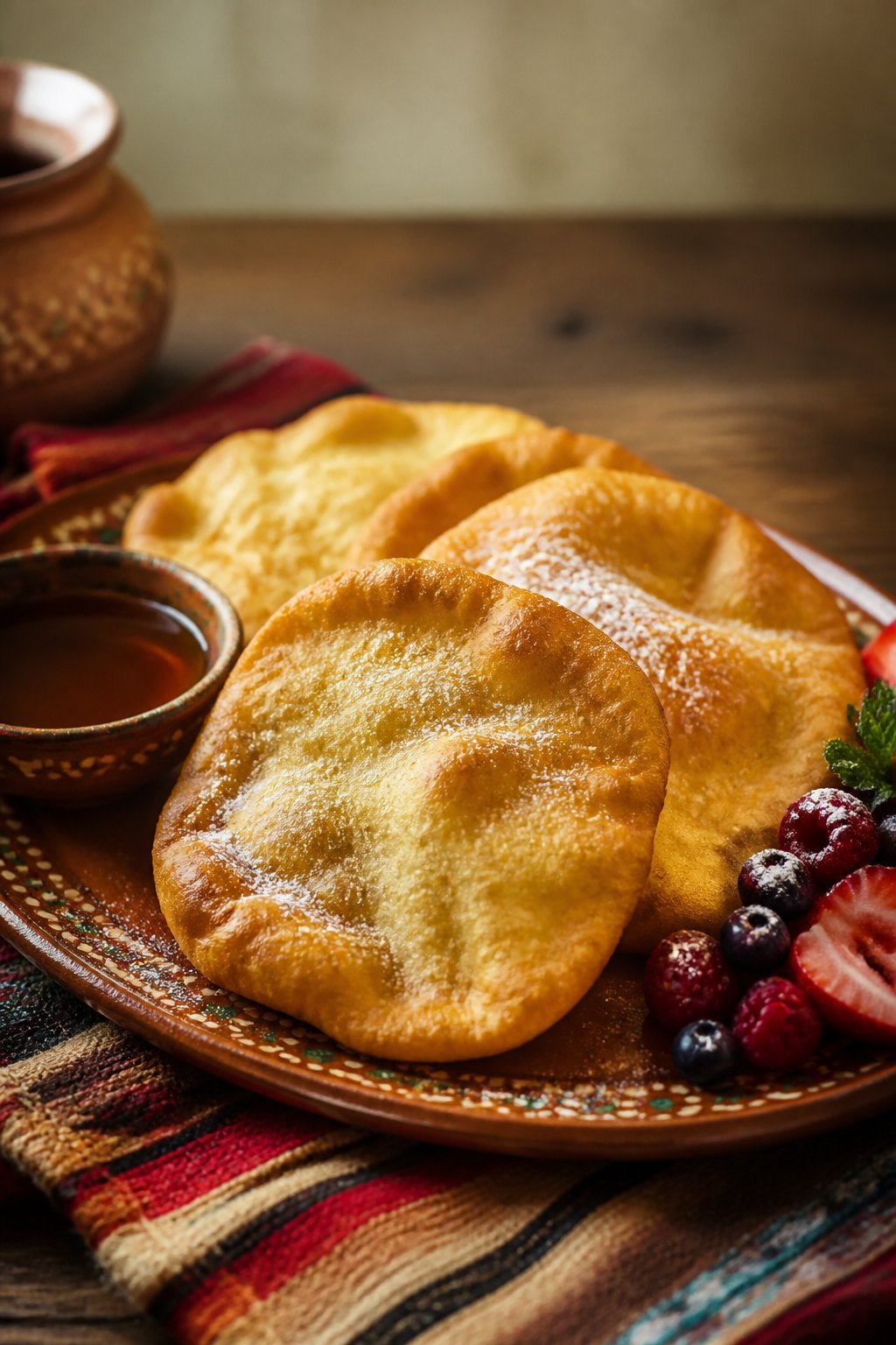 Mexican Fry Bread Recipe close-up, ready to serve