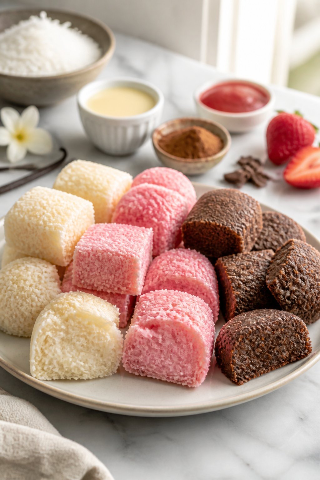 Neapolitan Coconut Candy Recipe close-up, ready to serve
