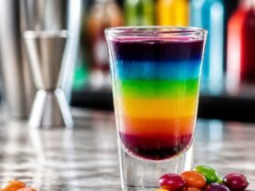 Skittles Shot Recipe close-up, ready to serve
