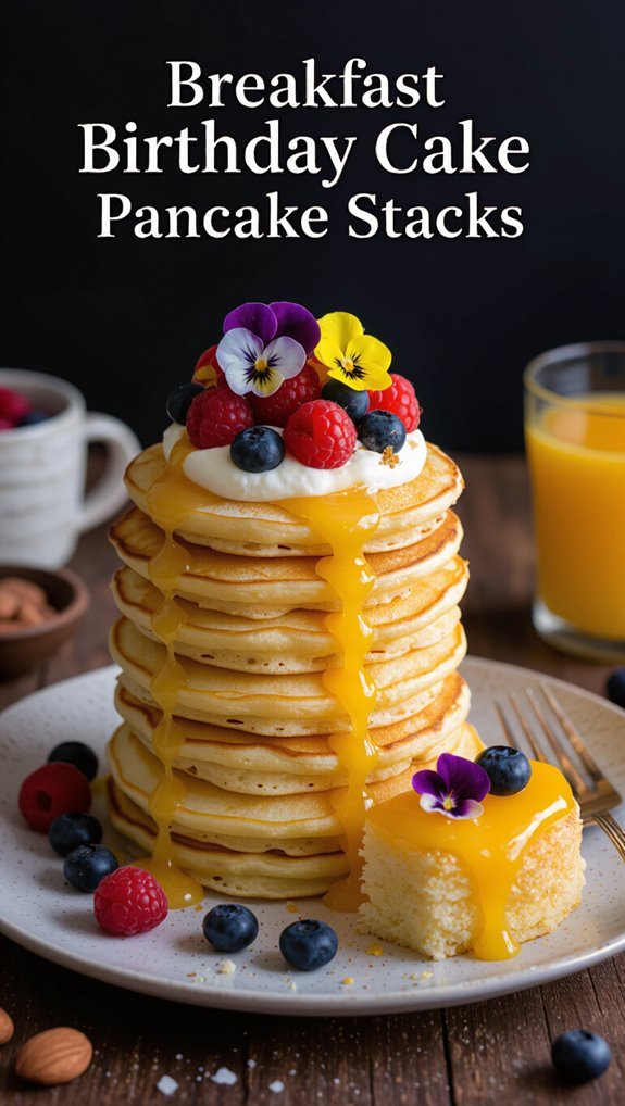fluffy pancake birthday stack