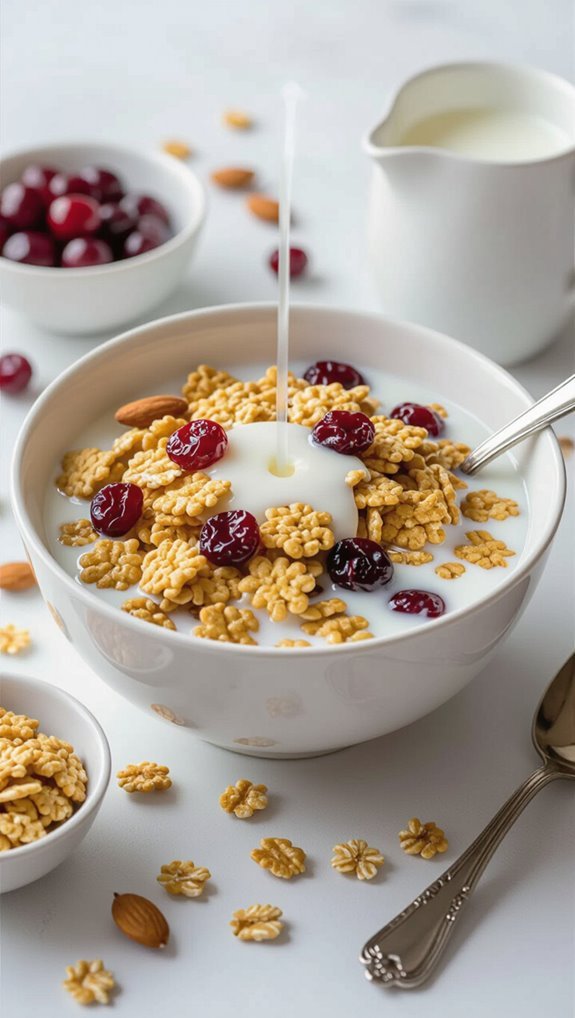 warm milk over cereal